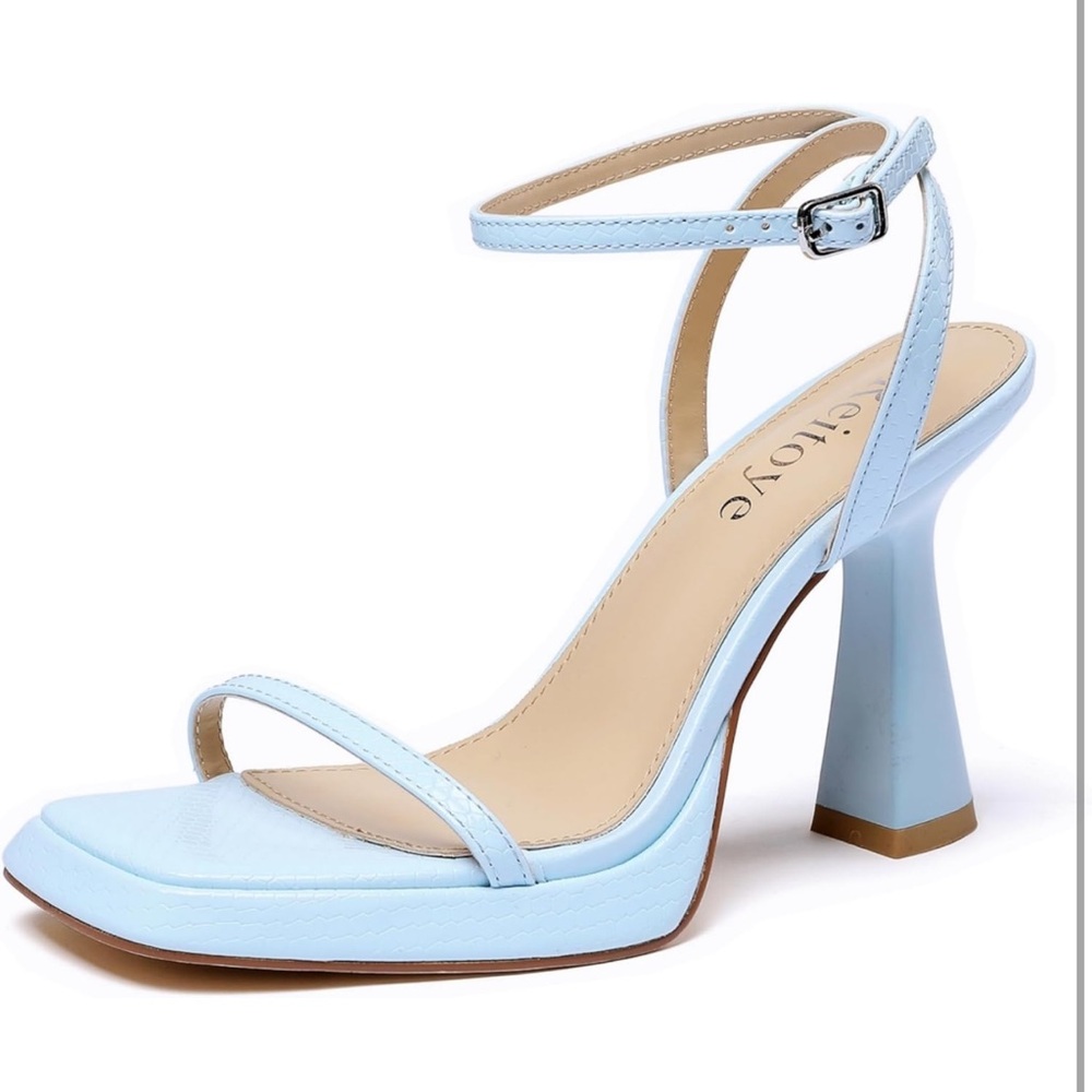 Reitoye Platform High Chunky Square Toe Heels